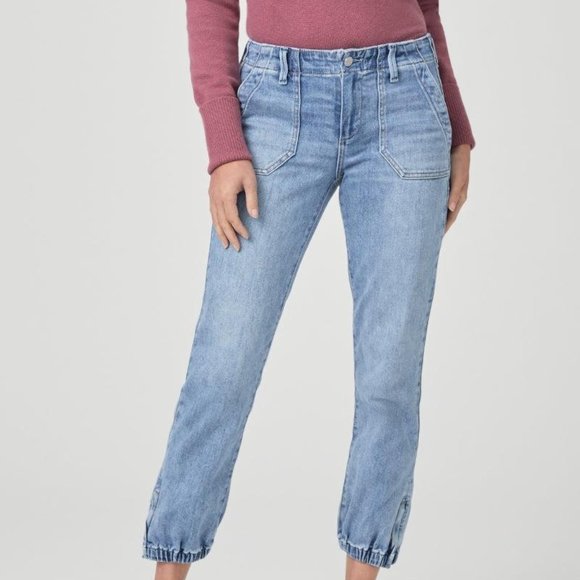 PAIGE DENIM Mayslie Denim Joggers Drawstring Waist - Size 26 - Picture 1 of 5